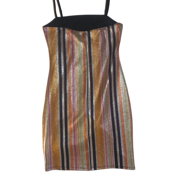 NWOT⚡️Blue Blush Metallic Stripe Bodycon Dress - Picture 4 of 5